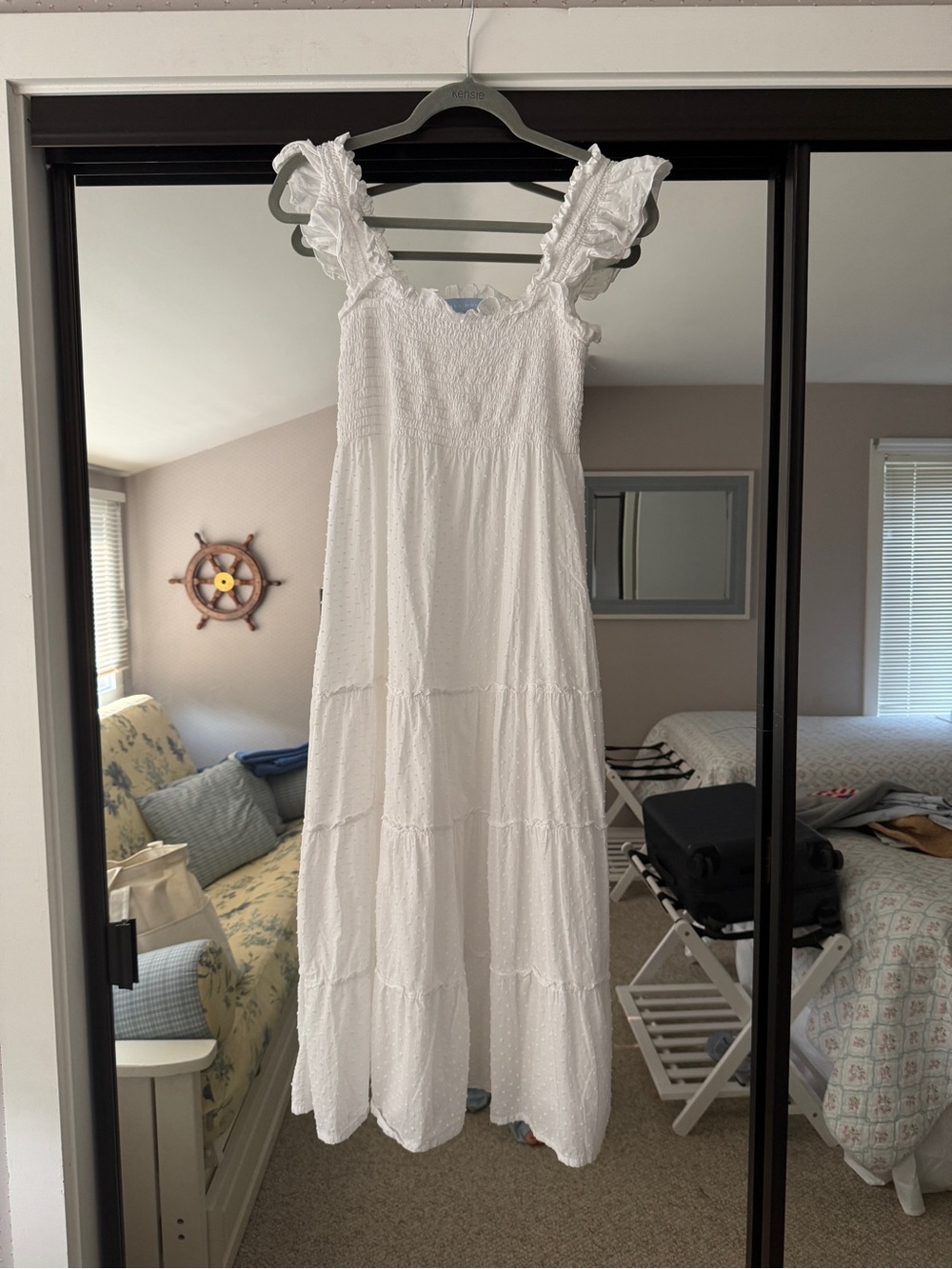 Hill House White Ruffled-Strap Maxi Dress